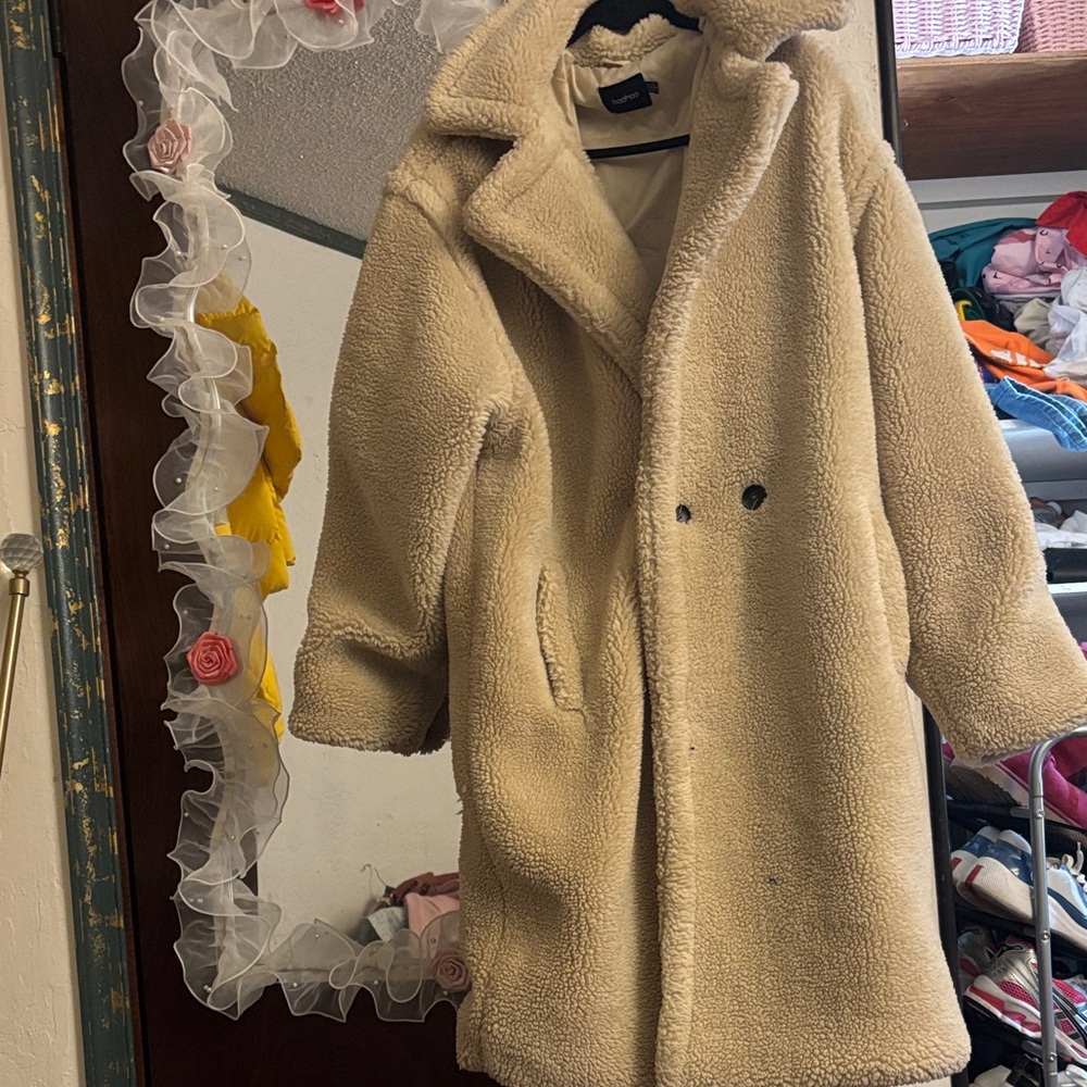 Boohoo Plus Cream Teddy Jacket